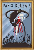 JUNIQE - Poster met houten lijst Parijs Roubaix 1896 - Wielrennen