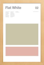 JUNIQE - Poster met houten lijst Flat white - minimalistisch -13x18