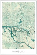 JUNIQE - Poster met kunststof lijst Hamburg - vintage stadskaart