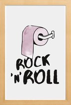 JUNIQE - Poster in houten lijst Rock 'n' Roll -30x45 /Roze & Wit