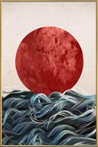 JUNIQE - Poster met kunststof lijst Sunrise in Japan -20x30 /Blauw &