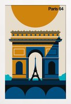 JUNIQE - Poster in houten lijst Paris 64 -20x30 /Geel & Ivoor