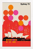 JUNIQE - Poster in houten lijst Vintage Sydney 73 rood -20x30 /Oranje