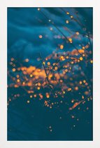 JUNIQE - Poster met houten lijst The Particles -13x18 /Blauw & Oranje