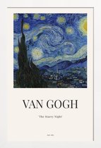JUNIQE - Poster met houten lijst van Gogh - The Starry Night -13x18
