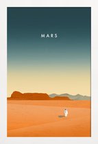 JUNIQE - Poster met houten lijst Mars - retro -13x18 /Oranje