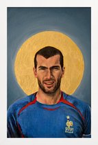 JUNIQE - Poster in houten lijst Football Icon - Zinedine Zidane -20x30