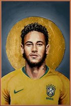 JUNIQE - Poster met kunststof lijst Football Icon -Neymar -40x60