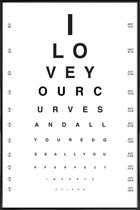JUNIQE - Poster met kunststof lijst Eye Chart I Love You -13x18 /Wit &