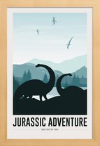 JUNIQE - Poster in houten lijst Jurassic Adventure I -30x45 /Blauw &