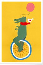 JUNIQE - Poster Unicycle Croc -30x45 /Kleurrijk