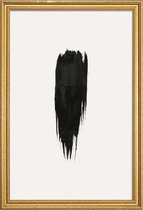 JUNIQE - Poster met houten lijst Brushstroke III -13x18 /Ivoor & Zwart