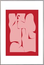 JUNIQE - Poster met kunststof lijst Abstract -30x45 /Rood & Roze