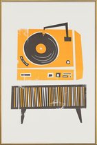 JUNIQE - Poster met kunststof lijst Vinyl Junkie -20x30 /Grijs &
