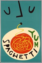 JUNIQE - Poster met kunststof lijst Yum Spaghetti -60x90 /Rood &