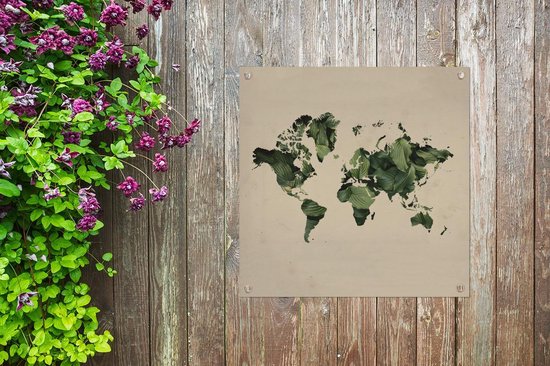Posters de jardin Wereldkaart - Plantes - Motif - 50x50 cm - Toile de jardin - Affiche extérieure