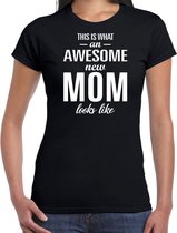 Awesome new mom - t-shirt zwart voor dames - Cadeau aanstaande moeder/ zwanger L