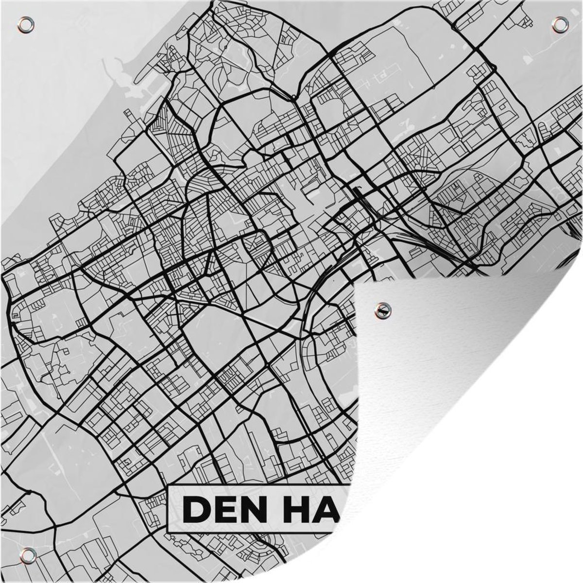 Tuinposters Stadskaart - Den Haag - Grijs - Wit - 50x50 cm - Plattegrond - Tuindoek