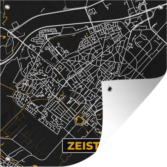 Tuindoek Plattegrond - Zeist - Goud - Zwart - 100x100 cm - Stadskaart