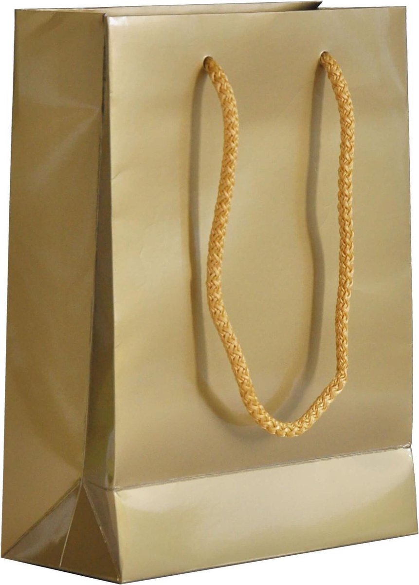 10x cadeautasjes Goud A5 - 18x8x24cm