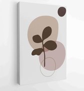 Botanical wall art vector set. Earth tone boho foliage line art drawing with abstract shape. 2 - Moderne schilderijen – Vertical – 1866300574 - 80*60 Vertical