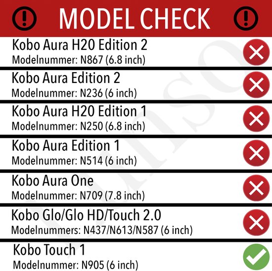Lunso - Geschikt voor Kobo Touch 1 (6 inch) - flip hoesje - Zwart van Lunso — afbeelding 5