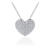 Jewels Inc. Collier Argent 925 - Pendentif Coeur avec Zircon - Longueur 42 CM