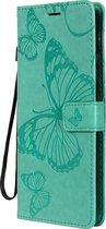 Xiaomi Mi 10T Pro Hoesje - Mobigear - Butterfly Serie - Kunstlederen Bookcase - Turquoise - Hoesje Geschikt Voor Xiaomi Mi 10T Pro