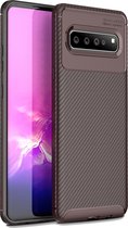 LG V60 ThinQ Hoesje - Mobigear - Racing Serie - TPU Backcover - Bruin - Hoesje Geschikt Voor LG V60 ThinQ