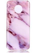 Motorola Moto G6 Plus Hoesje - Mobigear - Marble Serie - TPU Backcover - Paars - Hoesje Geschikt Voor Motorola Moto G6 Plus