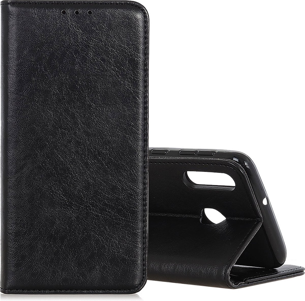 Mobigear Telefoonhoesje geschikt voor Samsung Galaxy A40 Hoesje | Mobigear Classic Elegance Bookcase Portemonnee | Pasjeshouder voor 2 Pasjes | Telefoonhoesje voor Pinpas / OV Kaart / Rijbewijs - Zwart
