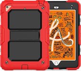 Apple iPad Mini 5 (2019) Hoes - Mobigear - Shockproof Strap Serie - Hard Kunststof Backcover - Zwart /  Rood - Hoes Geschikt Voor Apple iPad Mini 5 (2019)