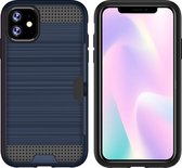 Apple iPhone 11 Hoesje - Mobigear - Brushed Card Serie - TPU Backcover - Marineblauw - Hoesje Geschikt Voor Apple iPhone 11