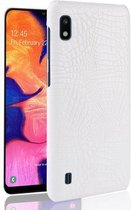 Samsung Galaxy A10 Hoesje - Mobigear - Croco Serie - Hard Kunststof Backcover - Wit - Hoesje Geschikt Voor Samsung Galaxy A10