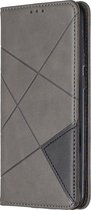 Huawei Y7 (2019) Hoesje - Mobigear - Rhombus Slim Serie - Kunstlederen Bookcase - Grijs - Hoesje Geschikt Voor Huawei Y7 (2019)