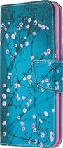 HONOR 9X Lite Hoesje - Mobigear - Design Serie - Nylon Bookcase - Almond Blossoms - Hoesje Geschikt Voor HONOR 9X Lite