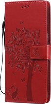 LG V60 ThinQ Hoesje - Mobigear - Boom Serie - Kunstlederen Bookcase - Rood - Hoesje Geschikt Voor LG V60 ThinQ