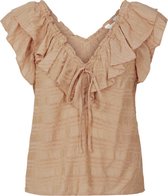 Object korte oranje ruffle (off shoulder) blouse viscose nylon - valt kleiner - Maat 38