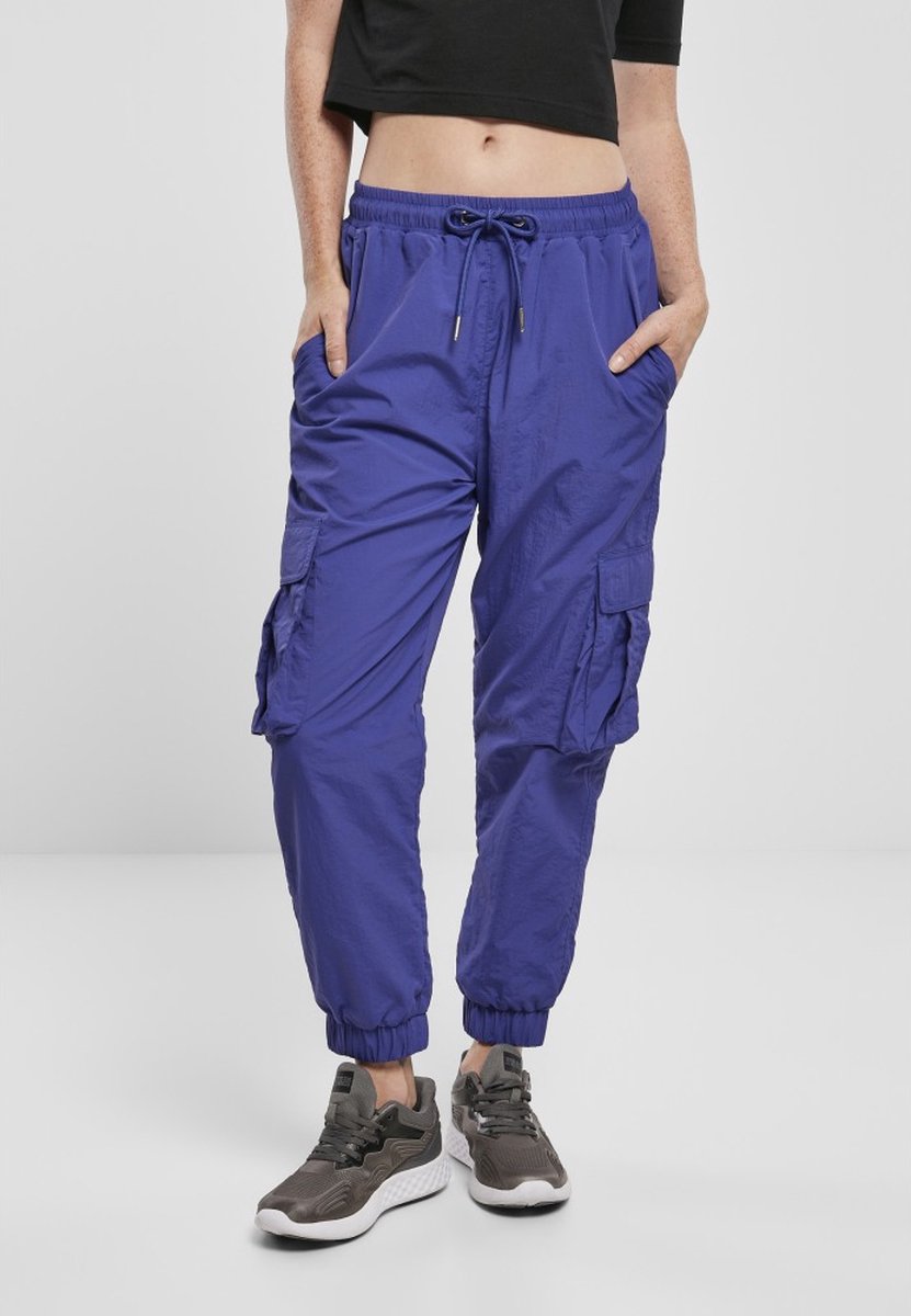 Urban Classics Cargobroek -XS- High Waist Crinkle Nylon Blauw