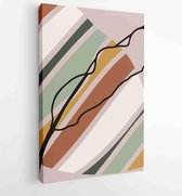 Botanical wall art vector set. Earth tone boho foliage line art drawing with abstract shape. 2 - Moderne schilderijen – Vertical – 1873829602 - 115*75 Vertical