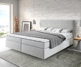 Bed Dream-Well Zilvergrijs 180x200 cm Microvezel stof met matras en topper boxspring-bed