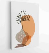 Botanical wall art vector set. Earth tone boho foliage line art drawing with abstract shape. 3 - Moderne schilderijen – Vertical – 1870333150 - 40-30 Vertical