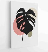 Botanical wall art vector set. Foliage line art drawing with abstract shape. 4 - Moderne schilderijen – Vertical – 1857714889 - 80*60 Vertical