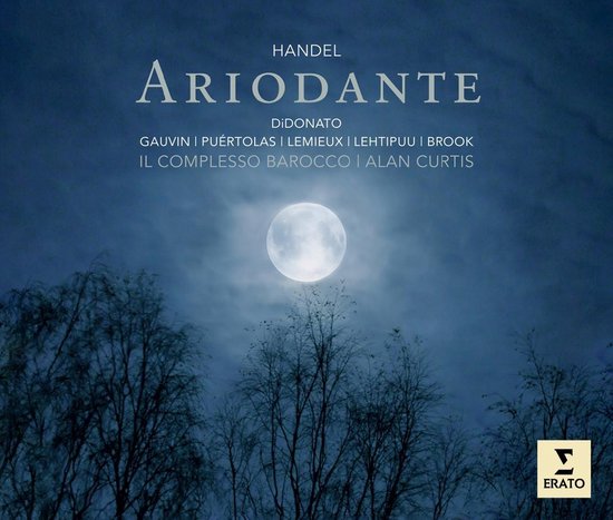 Cd-hoes met een volle maan boven bomen, met de titel "HANDEL ARIODANTE DIDONATO".