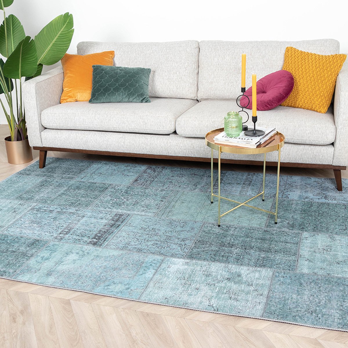 FRAAI Patchwork vloerkleed - Estate Blauw/Groen - 160x230cm