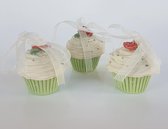 Set van 3 namaak muffins - kunststof - wit - 5,5 x 5,5 cm hoog