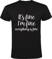 Everything is fine Heren t-shirt | alles goed | prima | fijn | geluk | Zwart