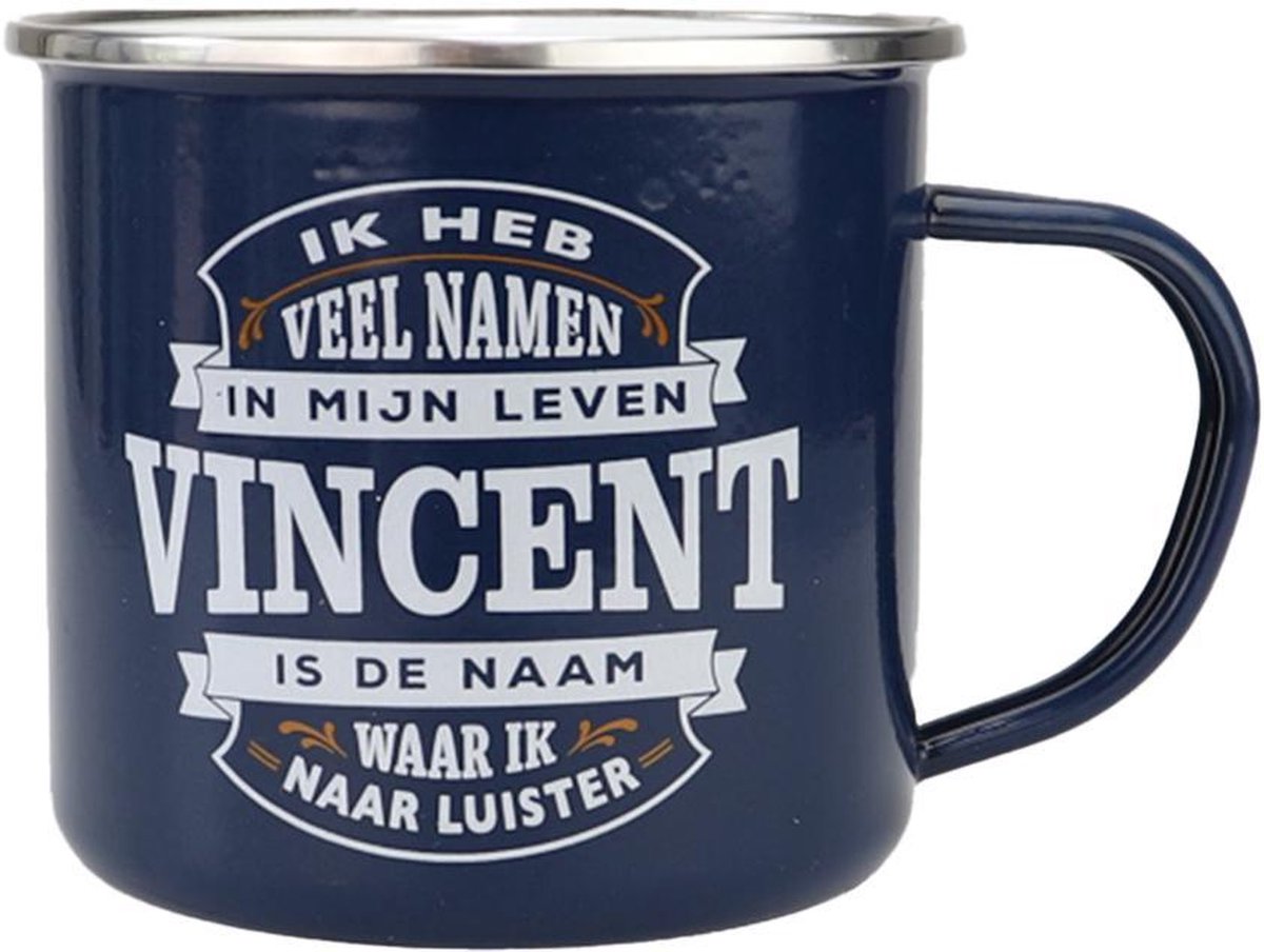 Mok - Top vent - Vincent - Geëmailleerd - In cadeauverpakking