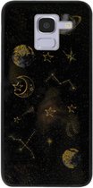 - ADEL Siliconen Back Cover Softcase Hoesje Geschikt voor Samsung Galaxy J6 Plus (2018) - Ruimte Heelal Bling Glitter