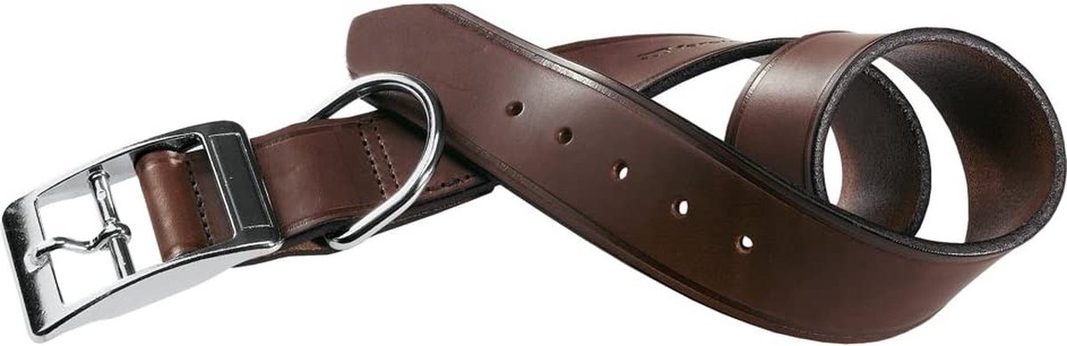 FERPLAST VIP Halsband - Leder - Donkerbruin - M - Breedte: 2 cm - Nekomtrek: 35-43 cm (GELIEVE ALVORENS BESTELLEN OPMETEN)